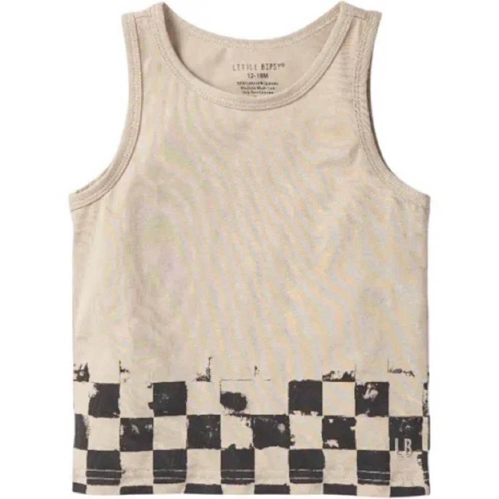 NWT Little Bipsy Kids Tank Top - Cream and Black Checkered